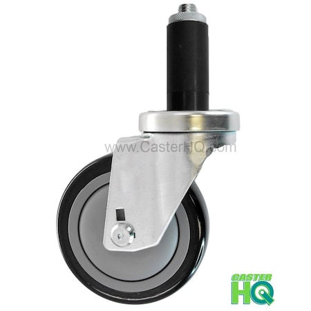 Casterhq 5"x1-1/4" Swivel Caster, Black Polyurethane on Polyolefin Wheel, 1 HDLDPPB514-118